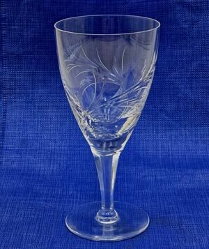 Vintage Stuart Crystal Windermere Water Goblets 7 1/8" Cut Floral Plume England